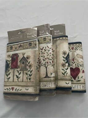 Vintage Hometrends Wallpaper Border “Home Sweet Home” Lot of (4) 7” wide x 5 Yds